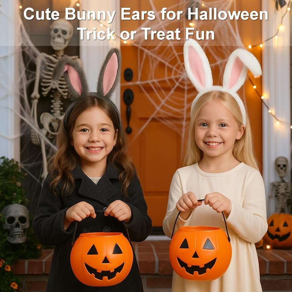 Bunny Ears Headband – White Rabbit Ears with Pink Lining and Flexible Wire Inside for Shapeable Styles – Furry Bunny Ears for Halloween Dress Up, Cosplay, Easter, Costume Parties, Kids & Adults - Image 5
