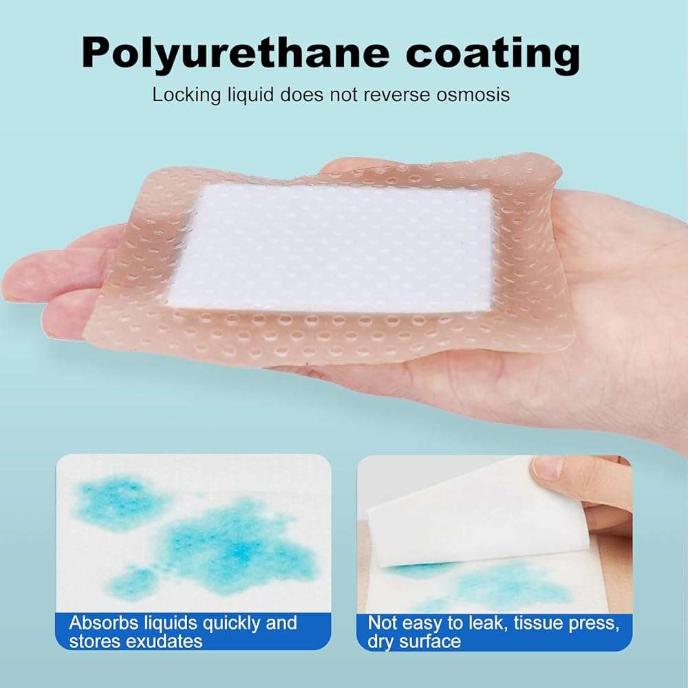 Silicone Foam Dressing 3x3 Gentle Border, Super Absorbent Wound Dressing, Bed Sore Patches, Waterproof Silicone Bandages for Wounds Care, Self Adhesive Pressure Sore Pads (30) - Image 5