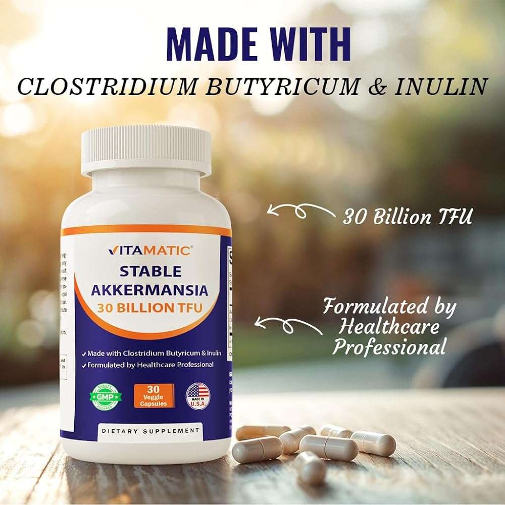 Vitamatic Akkermansia Muciniphila 30 Billion TFU + Clostridium Butyricum + Prebiotic Inulin - GLP-1 Probiotic - 30 Vegan Capsules - 30 Servings - Image 4