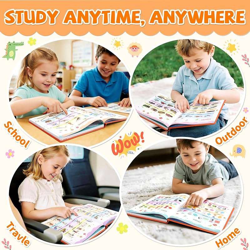 Arnbz My First English Words Sound Book Toy, English Learning Talking Book, 470+ Words, 21 Themes, Press to Learn Phonics, Interactive Educational Books for 2-5 Year Olds - Image 6