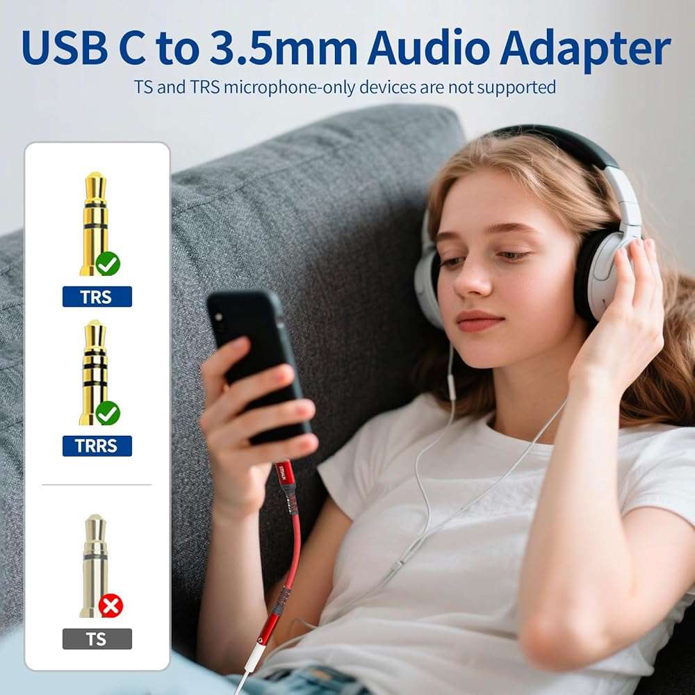 USB Type C to 3.5mm Female Headphone Jack Adapter, USB C to Aux Audio Dongle Cable Cord Compatible with iPhone 17 Pro Max/16 Pro/15, Samsung Galaxy S24/S23/S22 Ultra, iPad Pro, Pixel 9/8 Grey - Image 3