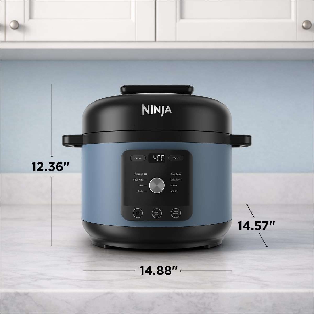 Ninja HyperHeat 9-in-1 Electric Pressure Cooker | 6.5 Qt Multi Cooker with Sear/Sauté, Slow Cooker, Rice Cooker, Sous Vide | 1200W | Fast Cooking, PFAS-Free Pot | Blue Macaron | PC201 - Image 3