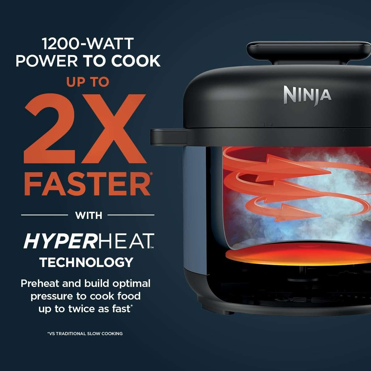 Ninja HyperHeat 9-in-1 Electric Pressure Cooker | 6.5 Qt Multi Cooker with Sear/Sauté, Slow Cooker, Rice Cooker, Sous Vide | 1200W | Fast Cooking, PFAS-Free Pot | Blue Macaron | PC201 - Image 7
