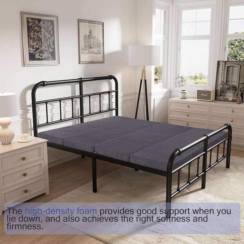 MeMoreCool Folding Foam Futon Mattress Full, Foldable Japanese Floor Mattress, Sleeping Mat Pad for Adults Guests Sleepovers, 3 in Thick Tatami Mat Portable Shikibuton, Dark Grey - Image 6
