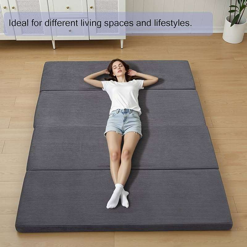 MeMoreCool Folding Foam Futon Mattress Full, Foldable Japanese Floor Mattress, Sleeping Mat Pad for Adults Guests Sleepovers, 3 in Thick Tatami Mat Portable Shikibuton, Dark Grey - Image 7