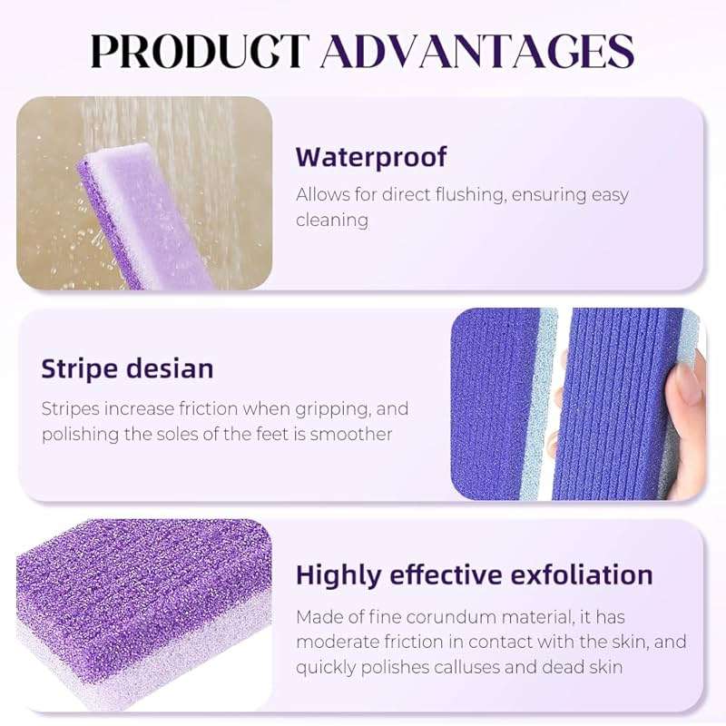 Foot Pumice Stone with Stripes to Increase Friction, 2025 Upgraded Professional Pedicure Foot Pumice Stone for Feet Hard Skin Callus Remover and Scrubber, Durable Exfoliating Stone for Spa Pedicure - Image 3
