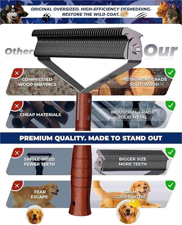 Over-Sized 2-Sided Dog Brush For Shedding Undercoat Rake for Dogs & Cats & Horses, Remove Mats, Dematting Comb,Gentle Grooming Brush for German Shepherds Medium to Long-Haired Pets(African Padauk) - Image 6