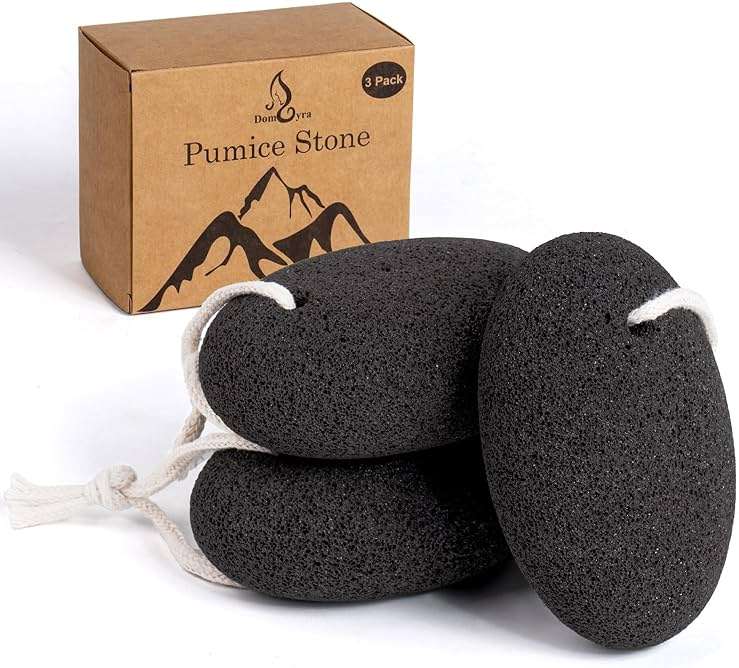 Natural Pumice Stone Set - 3-Pack Oval-Shaped Volcanic Lava Foot Scrubber Files for Callus, Corn, Cracked Heel, and Dead Skin Exfoliation, 4 x 2.8 x 1.6 Inches - Image 1