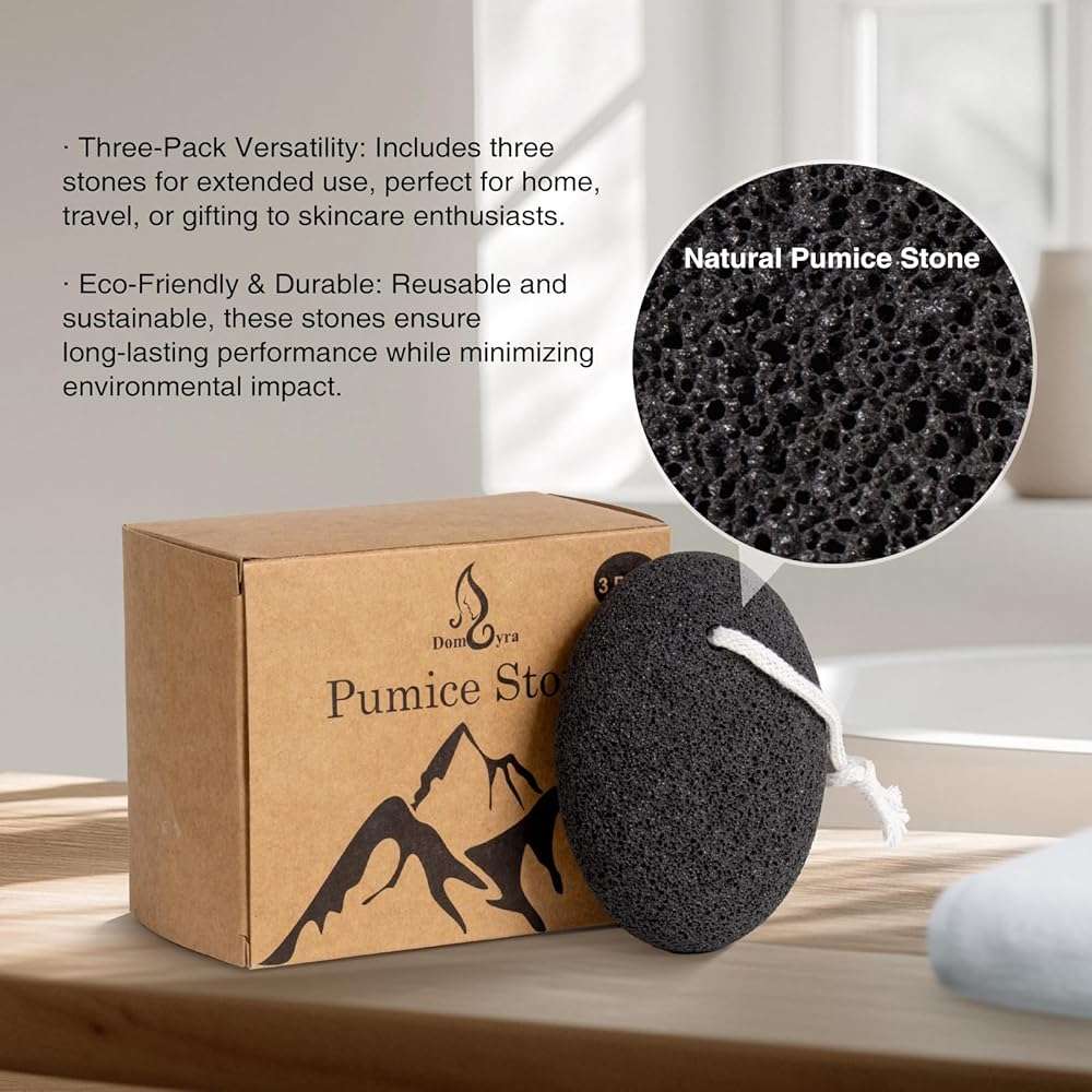 Natural Pumice Stone Set - 3-Pack Oval-Shaped Volcanic Lava Foot Scrubber Files for Callus, Corn, Cracked Heel, and Dead Skin Exfoliation, 4 x 2.8 x 1.6 Inches - Image 6