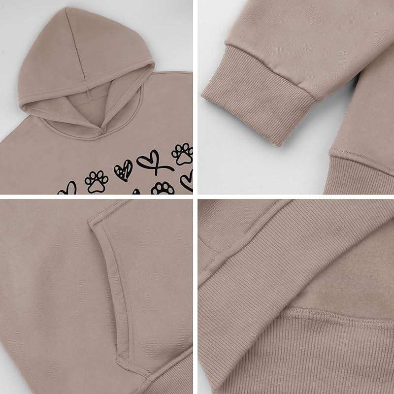 ZUNQKG Womens Dog Paw Hoodie-Long Sleeve Pullover Fleece Lined Dog Mom Sweatshirts with Pocket - Image 5