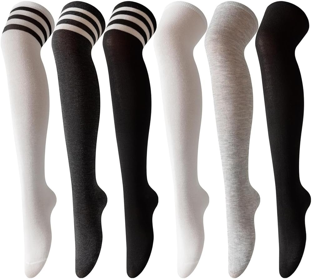 Candsliky 6 Pairs Women's Thigh High Socks - Over Knee Warm Stockings for Boots, Cosplay, Daily Wear | Leg Warmers - Product Image