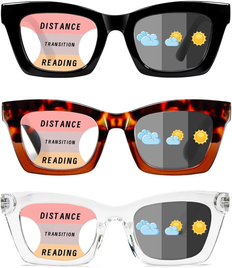 Hubeye Progressive Reading Glasses For Women Fashion Style Blue Light Blocking Computer Multifocus Square Reader - Product Image