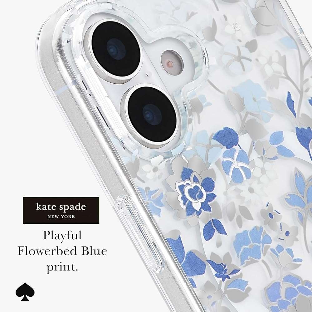kate spade new york iPhone 17 Case - Compatible with MagSafe - Designer Phone Case - Flowerbed Blue Gems - Image 3