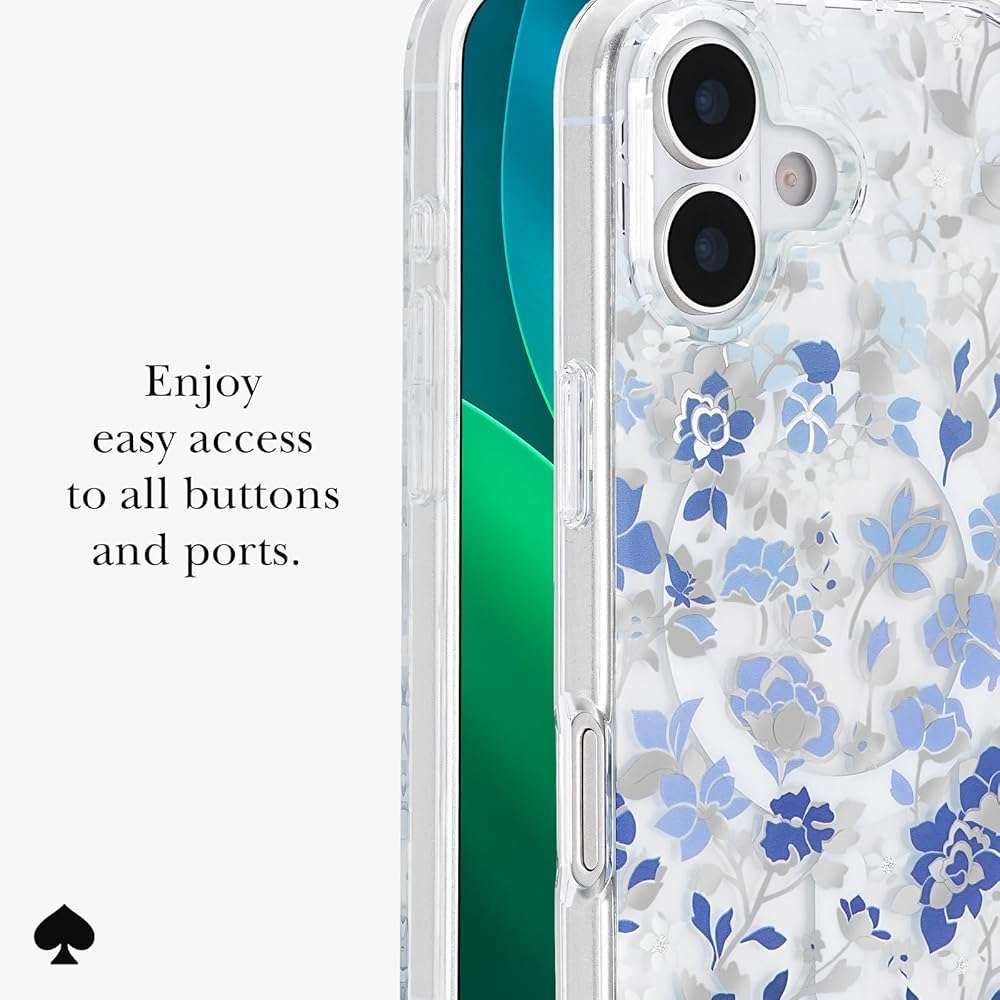 kate spade new york iPhone 17 Case - Compatible with MagSafe - Designer Phone Case - Flowerbed Blue Gems - Image 6