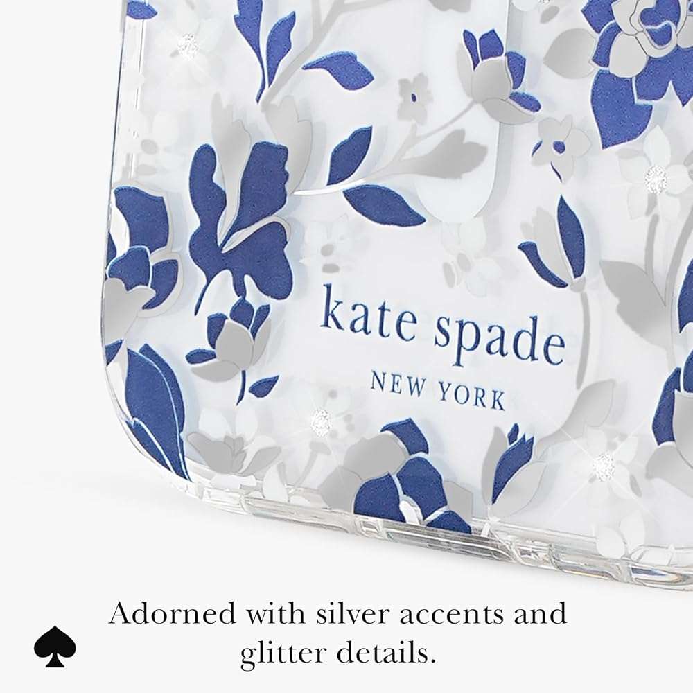 kate spade new york iPhone 17 Case - Compatible with MagSafe - Designer Phone Case - Flowerbed Blue Gems - Image 7