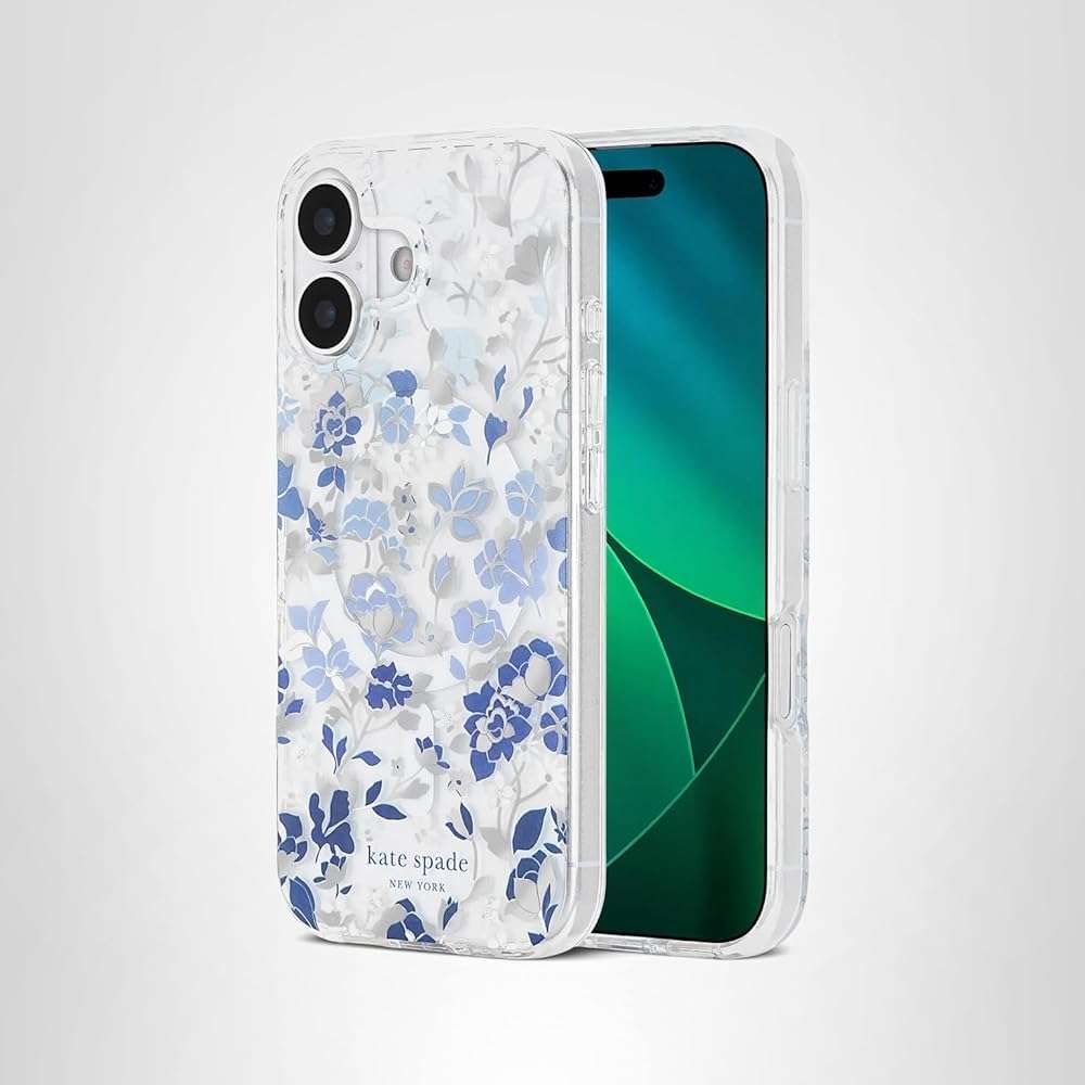 kate spade new york iPhone 17 Case - Compatible with MagSafe - Designer Phone Case - Flowerbed Blue Gems - Image 8