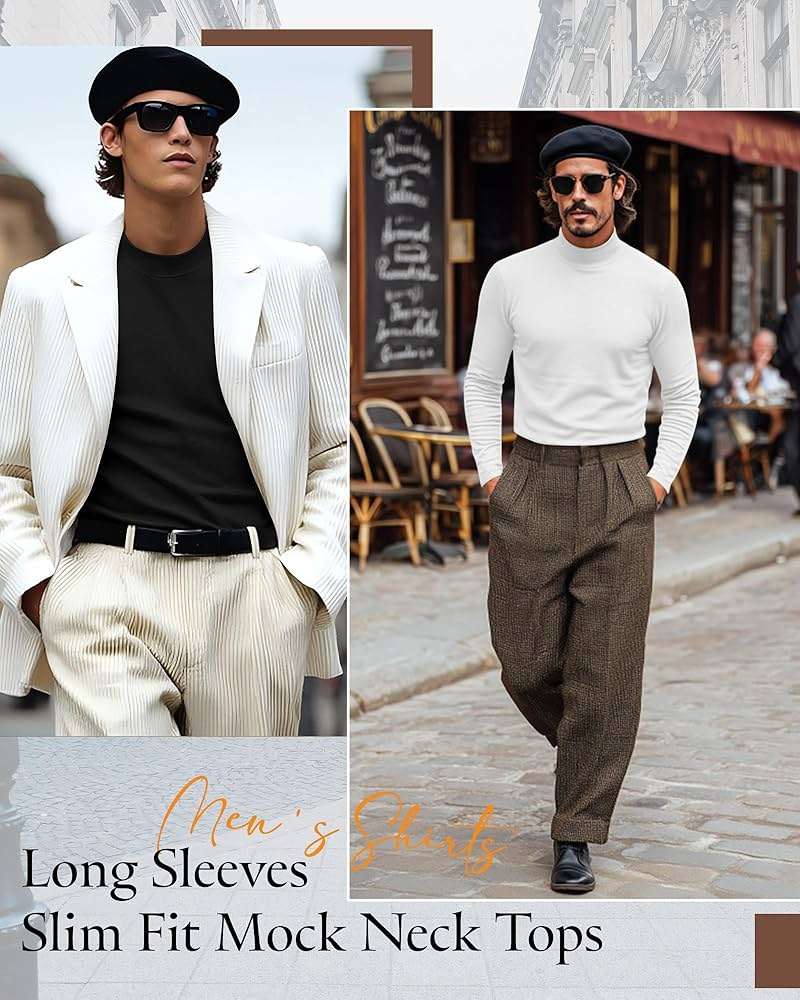 Riyiper 3 Pack Men's Mock Neck, Long Sleeve Cotton Turtleneck Tops Slim Fit Lightweight Pullover Casual Knit Sweaters - Image 4