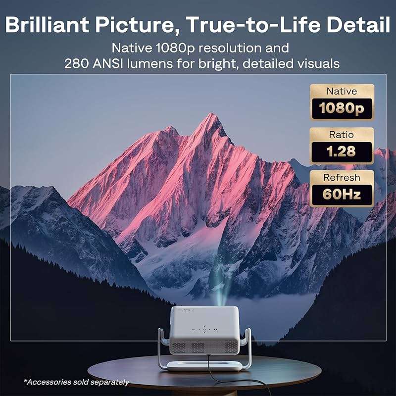Aurzen Roku TV Smart Projector with Wifi and Bluetooth, Roku TV Built-in, 1080P FHD, DoIby Audio, Auto Focus & Keystone, Zoom, Movie Portable Outdoor Mini Projector for Soccer Football Game, White - Image 8