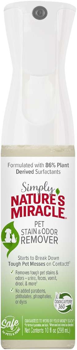 Simply Nature’s Miracle Pet Stain & Odor Remover, 10 Ounces, Bio-Enzymatic Formula With Odor-Neutralizing Technology - Image 1