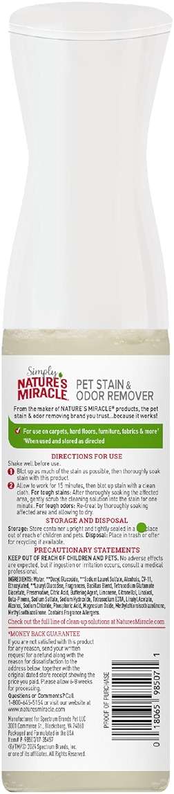 Simply Nature’s Miracle Pet Stain & Odor Remover, 10 Ounces, Bio-Enzymatic Formula With Odor-Neutralizing Technology - Image 2