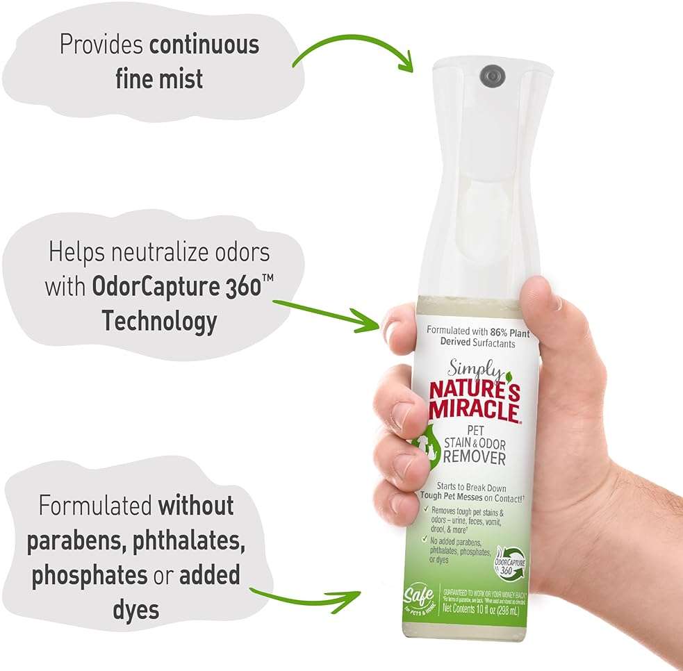 Simply Nature’s Miracle Pet Stain & Odor Remover, 10 Ounces, Bio-Enzymatic Formula With Odor-Neutralizing Technology - Image 5