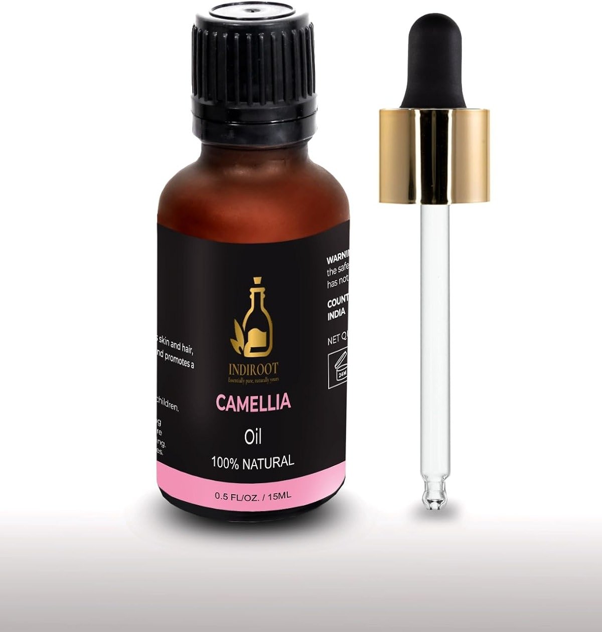 Camellia (Camellia Japonica) Oil | Pure & Natural Carrier Oil for Skincare, Hair Care & Massage - 15ml/0.5fl oz - Product Image