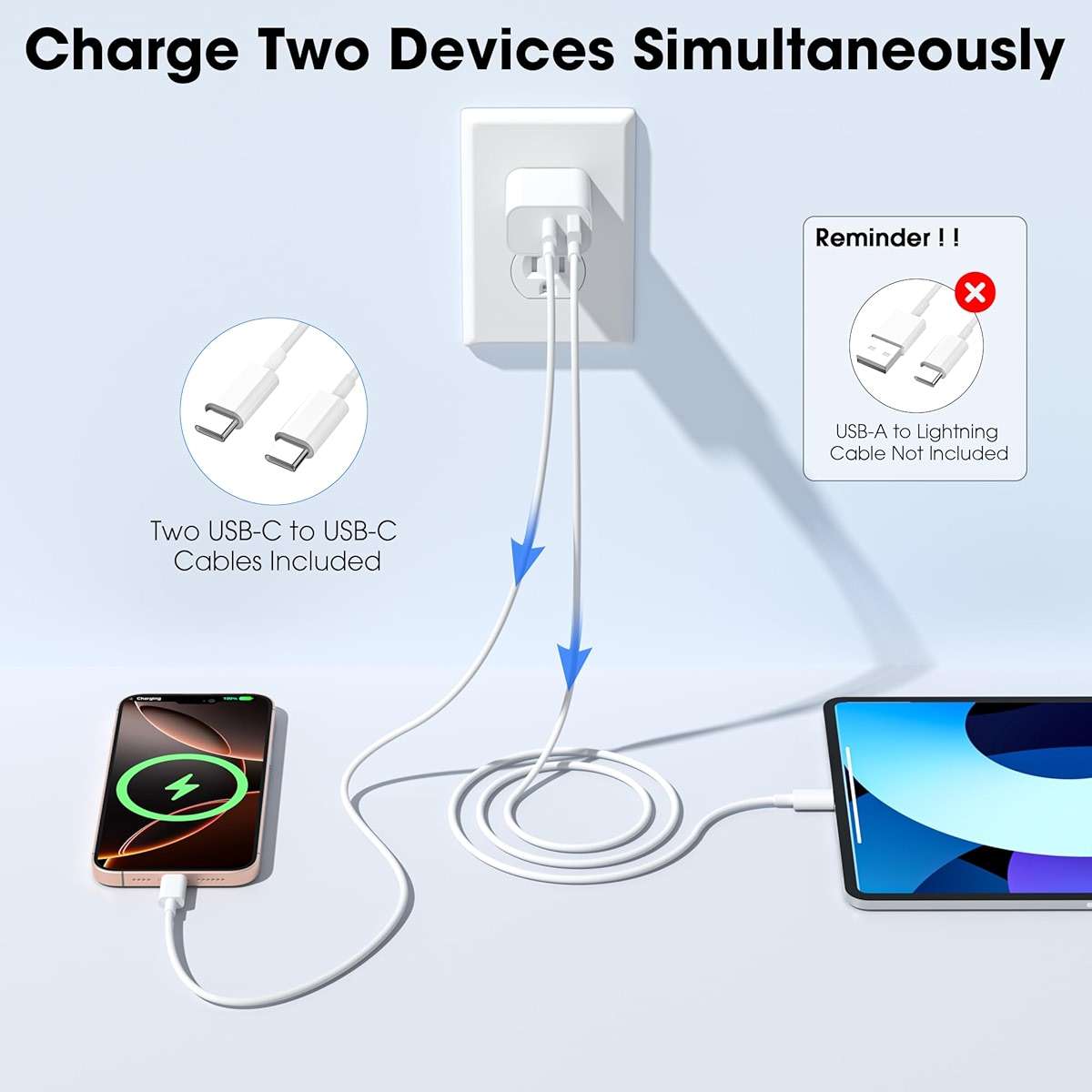 iPhone 17 16 15 Charger Fast Charging, 20W USB C Wall Charger Block with 6ft Type C to USB C Cable Cord for Apple iPhone 17/17 Pro/17 Pro Max/17 Air/16/16 Plus/16 Pro Max/15/15 Pro Max/iPad Pro/Mini - Image 6