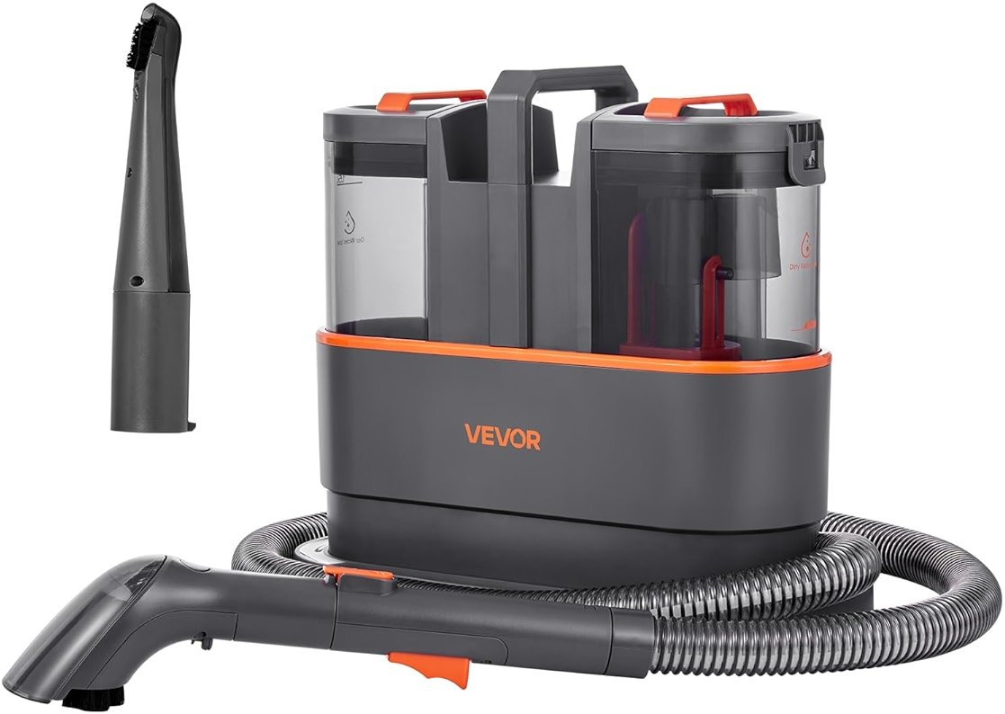 VEVOR Carpet Cleaner Machine, 50.72 oz Clean Water Tank & 27.05 oz Dirty Water Tank, Portable Upholstery Shampooer, 11.5Kpa Handheld Furniture Extractor, Spot and Stain Deep Cleaner for Rug Couch Car - Product Image