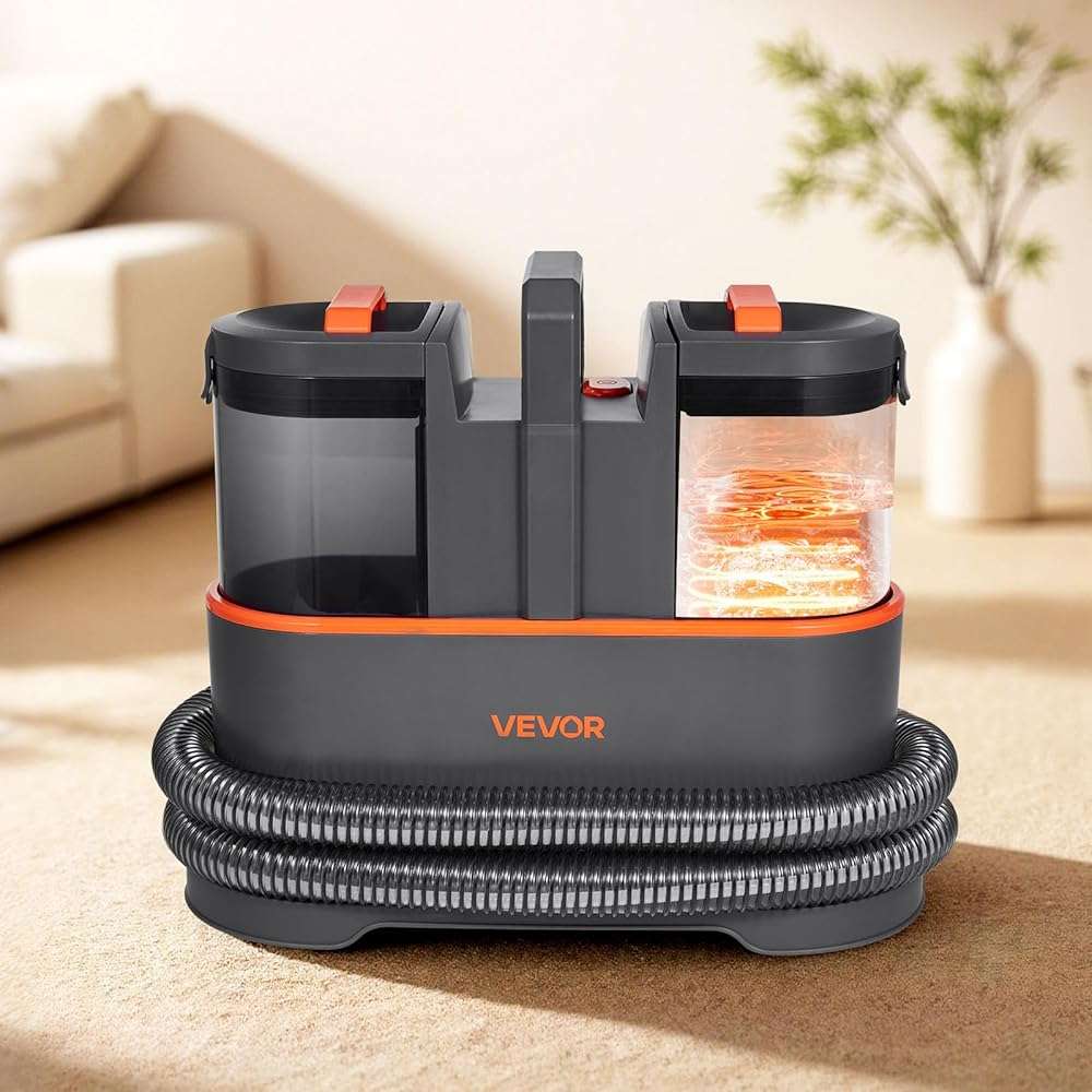 VEVOR Carpet Cleaner Machine, 50.72 oz Clean Water Tank & 27.05 oz Dirty Water Tank, Portable Upholstery Shampooer, 11.5Kpa Handheld Furniture Extractor, Spot and Stain Deep Cleaner for Rug Couch Car - Image 2
