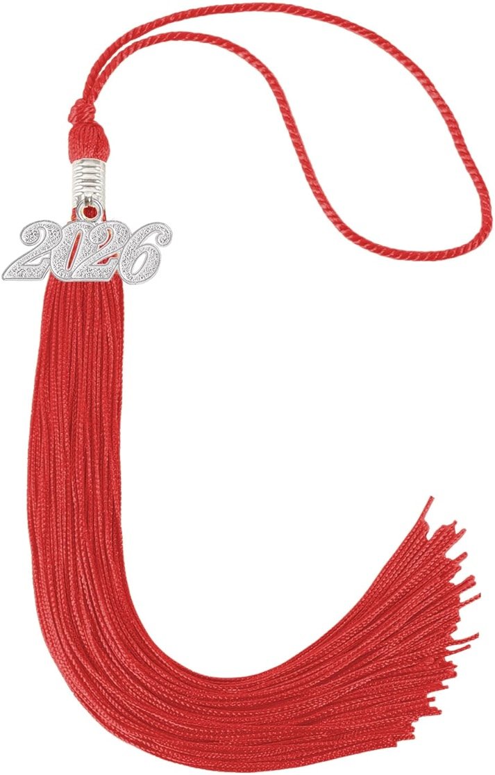 UIALECG Graduation Tassel 2026 for Grad Cap,Red Tassel with Silver Charm - Product Image