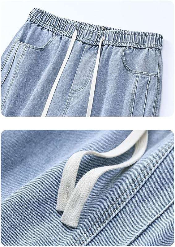 ZUNQKG Womens Y2k Baggy Cargo Jeans Drawstring Elastic Waist Wide Leg Denim with Multi Pockets - Image 5