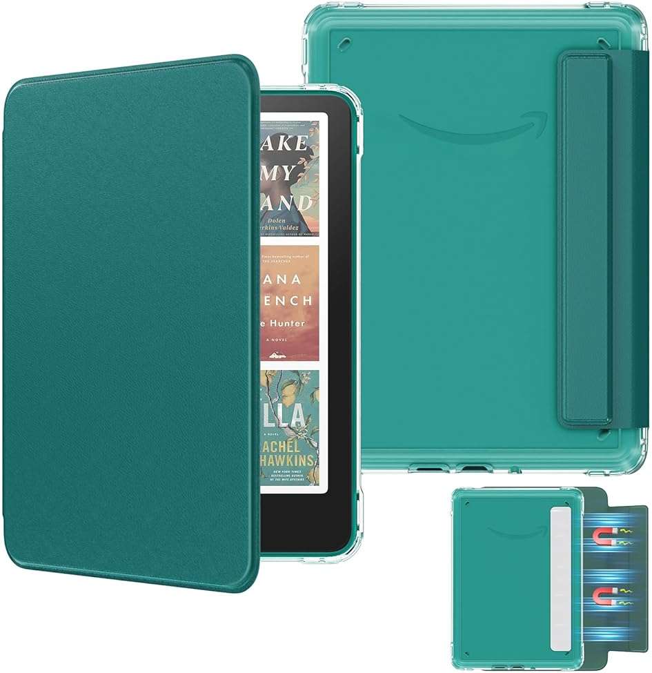 MoKo Detachable Magnetic Case for All-New 7" Kindle Paperwhite 12th Generation 2024 & Kindle Colorsoft 2024/2025,Ultra Clear Back Scratch-Proof Light & Shell Cover with Auto Wake/Sleep, Jade Green - Image 1