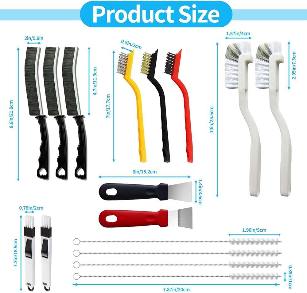 16Pcs Crevice Cleaning Brush Set, Hard Bristle Scrub Brushes Tools for Deep Cleaning Gap,Window Groove Cleaning Brush for Sliding Door, Sill, Tile Lines, Shutter, Corner, Sink, Teapot, Bottle (16 Pcs) - Image 2