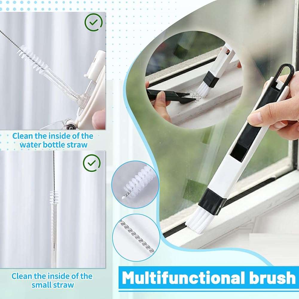 16Pcs Crevice Cleaning Brush Set, Hard Bristle Scrub Brushes Tools for Deep Cleaning Gap,Window Groove Cleaning Brush for Sliding Door, Sill, Tile Lines, Shutter, Corner, Sink, Teapot, Bottle (16 Pcs) - Image 6
