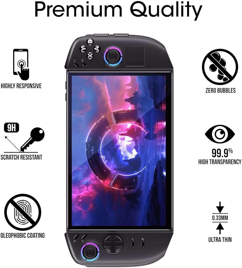 amFilm 2 Pack Screen Protector for Lenovo Legion Go Gen 2 8.8'' Handheld 2025, Tempered Glass, 8.8 inch Full Coverage, Transparent Ultra HD, Anti-Scratch, Anti-Fingerprint - Image 3