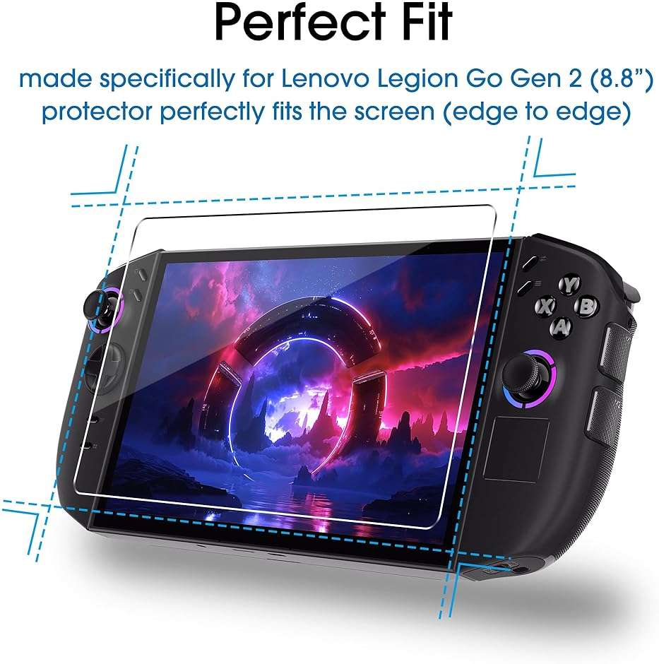 amFilm 2 Pack Screen Protector for Lenovo Legion Go Gen 2 8.8'' Handheld 2025, Tempered Glass, 8.8 inch Full Coverage, Transparent Ultra HD, Anti-Scratch, Anti-Fingerprint - Image 6