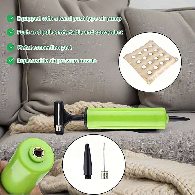 Medical Grade Wheelchair Cushion for Pressure Sores - Breathable Air Pad,Beige PVC Air Seat Pad,Pressure Relief Donut Design, Ventilated Holes,Donut Hole Design w/Hand Pump (17x17in) (Beige) - Image 5