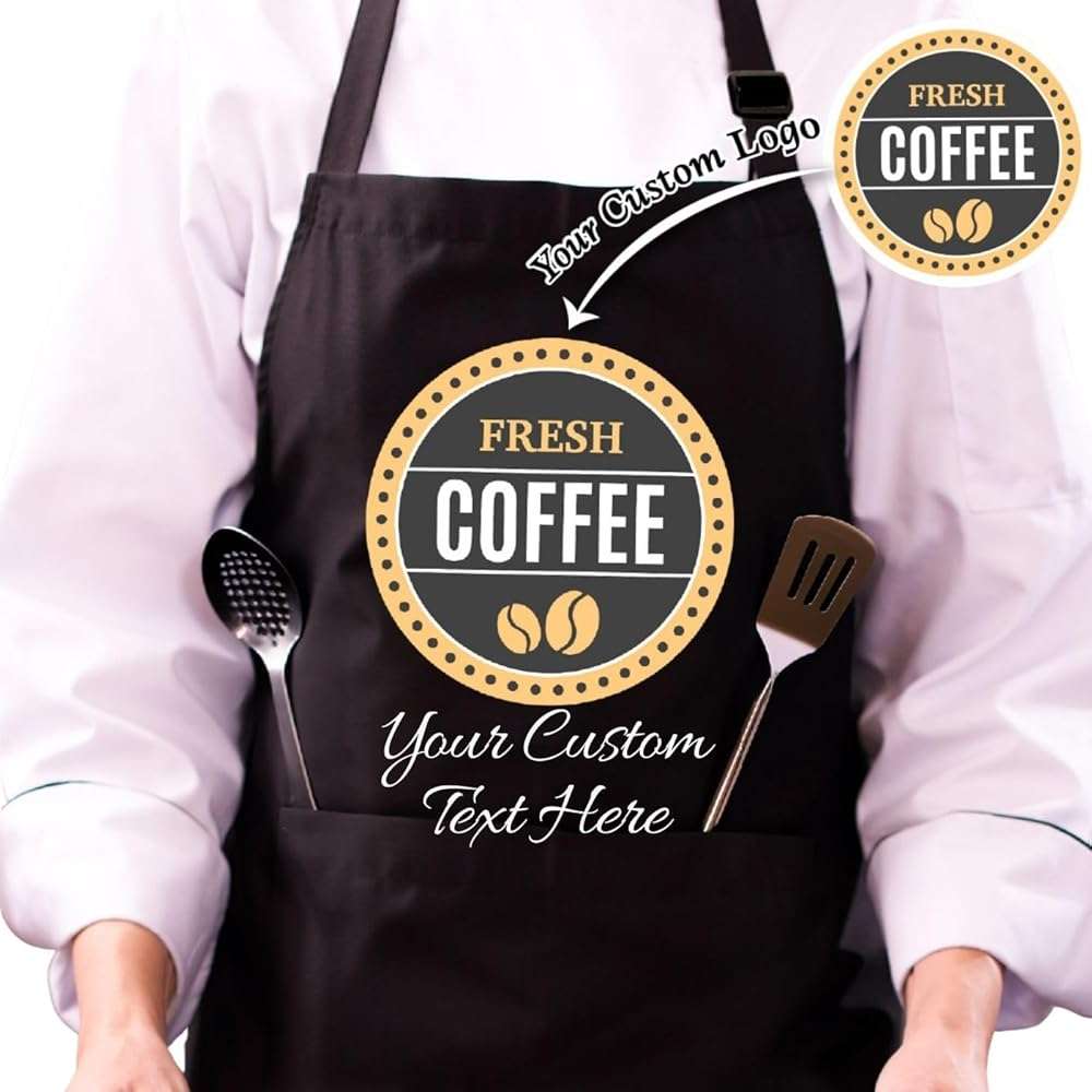Custom Logo Apron, Personalized Name, Photo Aprons for Men&Women, Adjustable Waterproof Chef Bib with 2 Pockets, Professional Grilling Cooking Kitchen Apron, Customized BBQ, Baking Restaurant Gift - Image 2