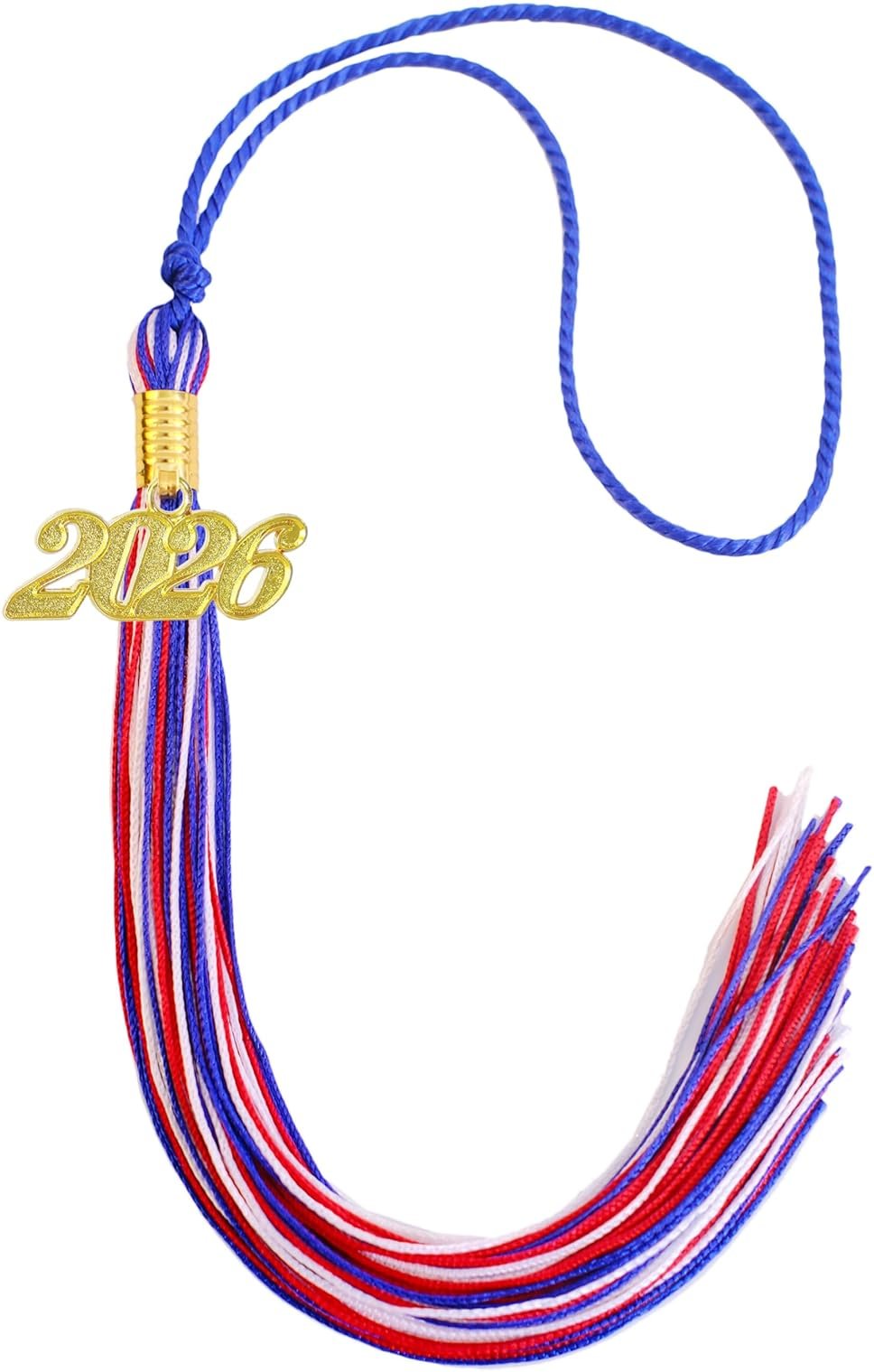 GRADFTY Red White and Blue Graduation Tassel 2026 for Grad Cap and Graduation Ceremony Accessory Decoration - Product Image