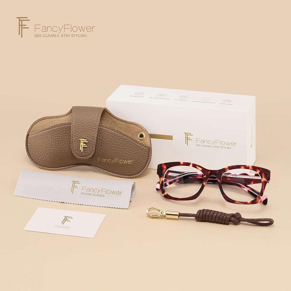 FancyFlower Square Reading Glasses for Women&Men - Acetate Tortoise - Firenze Readers Chic & Modern Design FF-6270 - Image 7