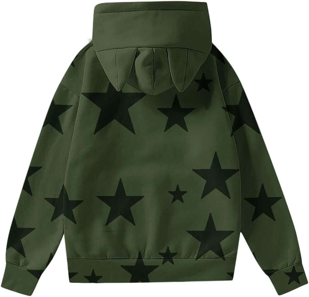 Women's Cat Ear Hoodie Fleece Pullover Y2K Cute Printed Sweatshirt Winter Fall Fashion Hooded Sweater Top - Image 3