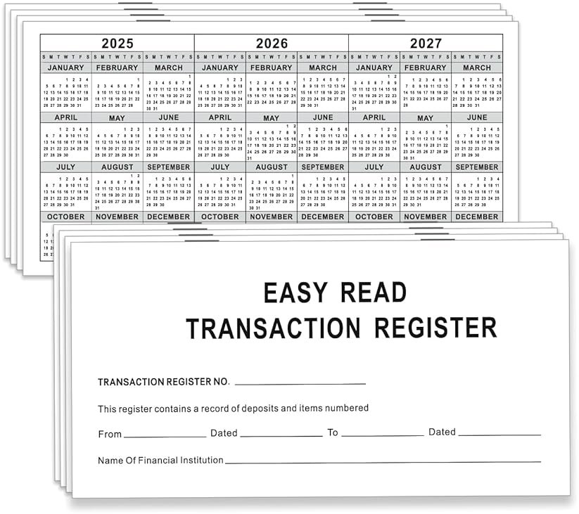 DeBiao 6"×3" Check Registers for Personal Checkbook - Blank Ledger Transaction Registers for Personal or Business Bank, Saving Account, Deposit & Credit Card (20) - Product Image