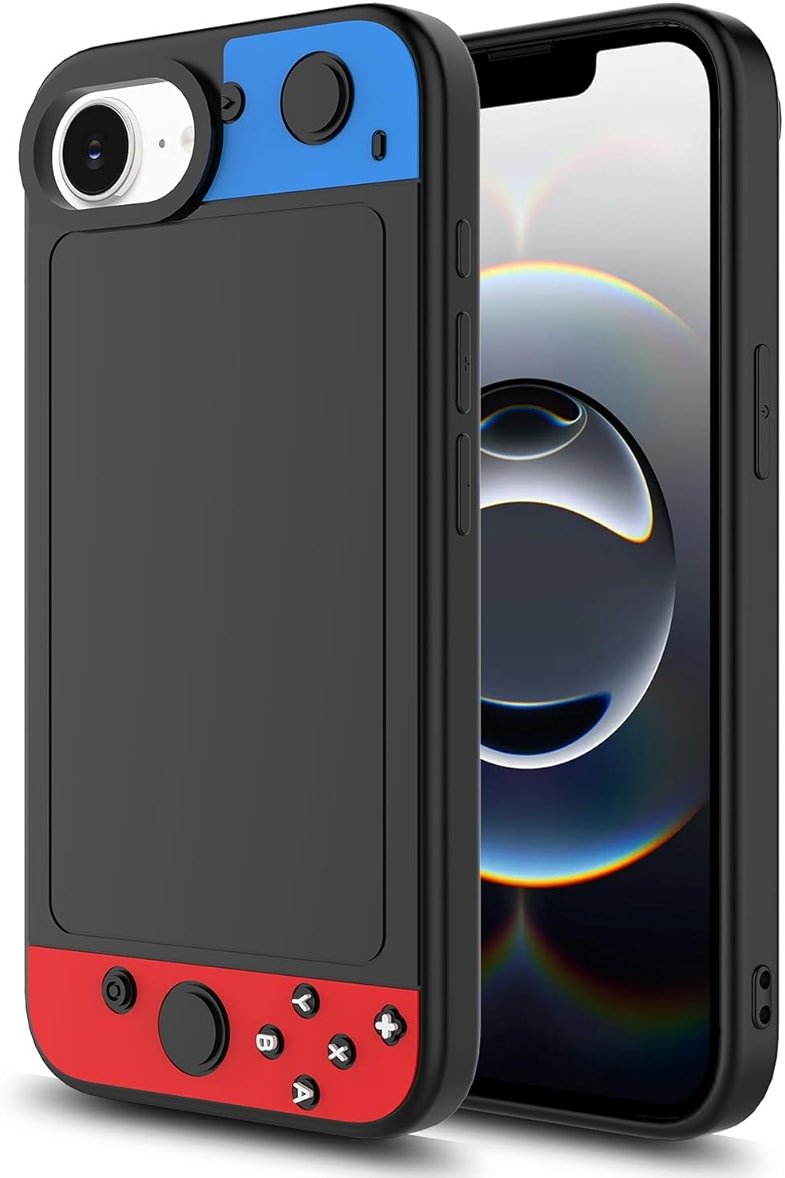 for iPhone 16E Phone Case,iPhone 17E Case,3D Cute Fun Game Design+Snap-On+Wireless Charging+Anti-Slip+Full Body Protection Camera Protection Cover for man Women Teen Boy Girl Blue Red Black - Product Image