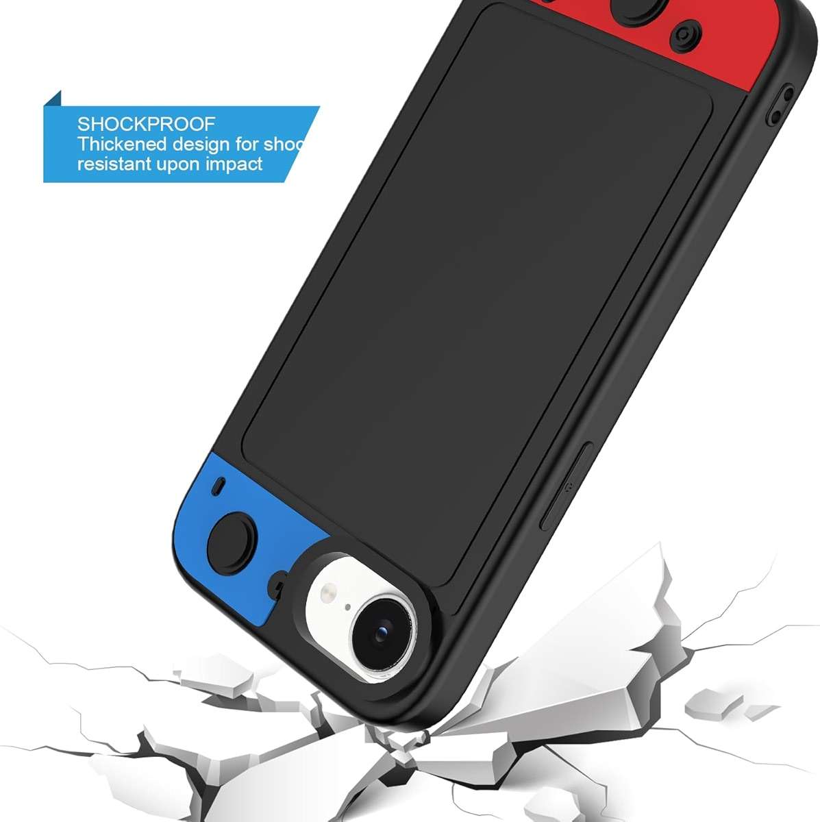 for iPhone 16E Phone Case,iPhone 17E Case,3D Cute Fun Game Design+Snap-On+Wireless Charging+Anti-Slip+Full Body Protection Camera Protection Cover for man Women Teen Boy Girl Blue Red Black - Image 4