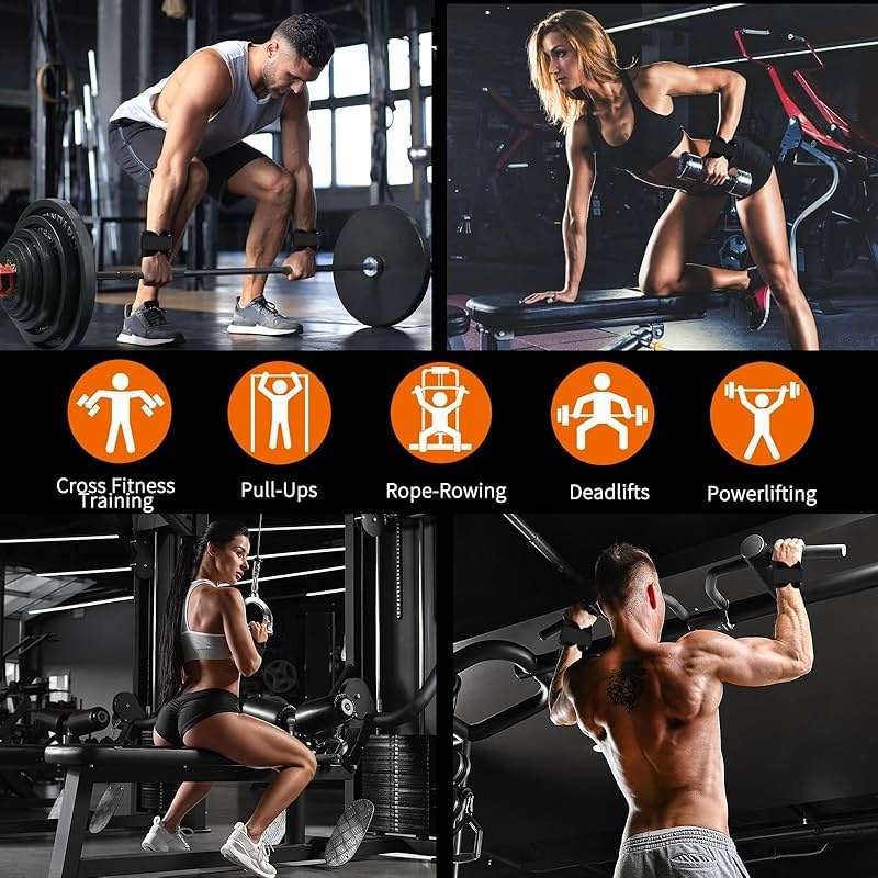 Weight Lifting Wrist Strap, Double-Layer Leather Wrist Straps for Gym Strength Training Weightlifting,Deadlift and Powerlifting, Enhance Grip Strength Neoprene Padding Gym Workout Lifting Straps Men/Women Pair - Image 6