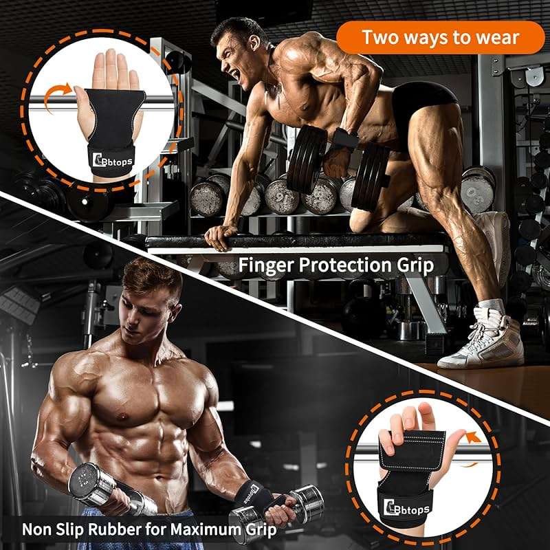 Weight Lifting Wrist Strap, Double-Layer Leather Wrist Straps for Gym Strength Training Weightlifting,Deadlift and Powerlifting, Enhance Grip Strength Neoprene Padding Gym Workout Lifting Straps Men/Women Pair - Image 8