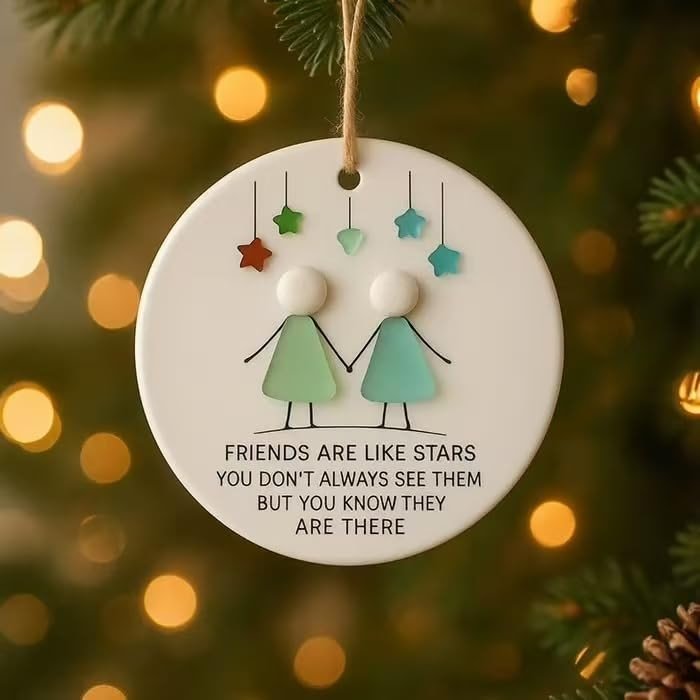 Sea Glass Art Friendship Ornament,Friendship Sea Glass Ornament,Handmade Sea Glass Art Friendship Set,for Xmas Presents Party Favor - Product Image