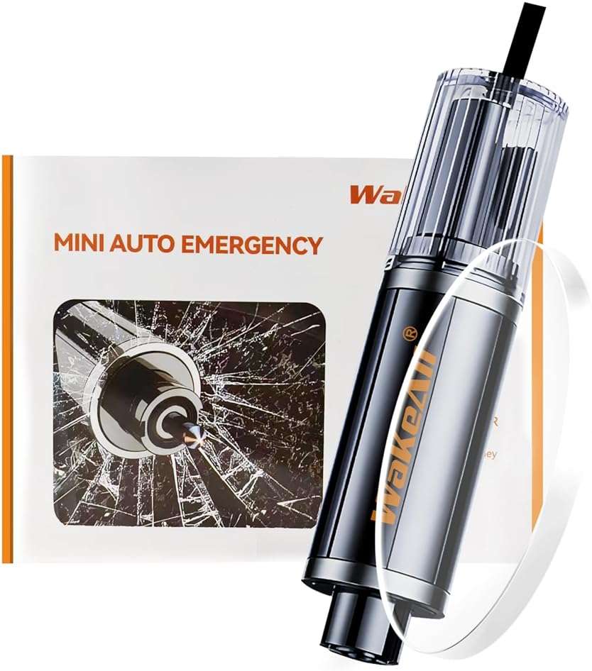 Window Breaker Seatbelt Cutter, Emergency 2‑in‑1 Car Escape Keychain Tool, Safe Hammer Glass Breaker Under Water–Compact, Durable Emergency Rescue Device for Drivers & First Responders, Premium Black - Image 1