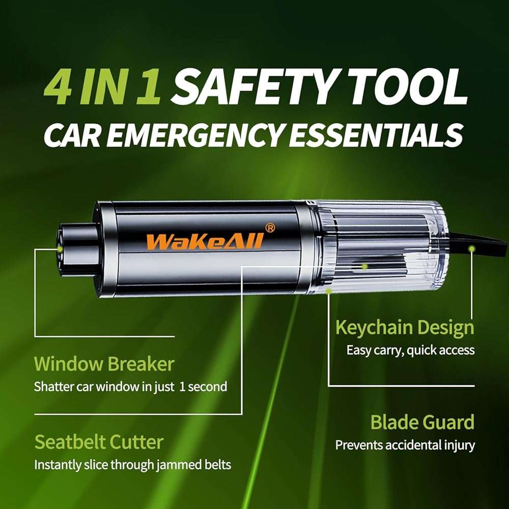 Window Breaker Seatbelt Cutter, Emergency 2‑in‑1 Car Escape Keychain Tool, Safe Hammer Glass Breaker Under Water–Compact, Durable Emergency Rescue Device for Drivers & First Responders, Premium Black - Image 3