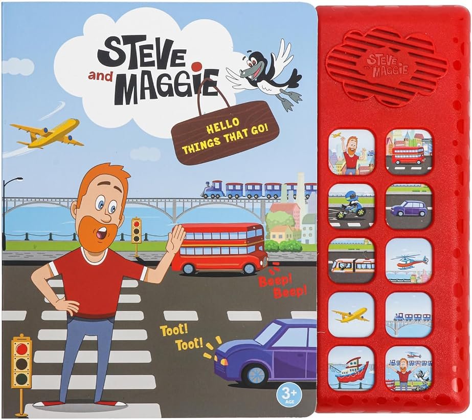 Steve and Maggie Sound Book – 10 Button Interactive Nursery Rhymes Sound Book for Toddlers 1-3, Talking Musical Book, Sing-Along Music Book, Educational Toy Gift for Boys & Girls (Things that Go) - Product Image